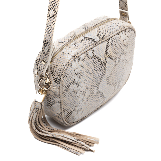 Bandolera Quirelli para Mujer con Correa Ajustable Estilo 020102 Serpiente Gris