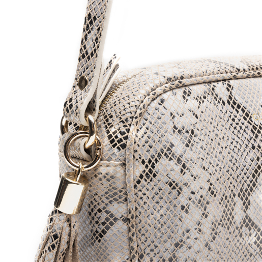 Bandolera Quirelli para Mujer con Correa Ajustable Estilo 020102 Serpiente Gris