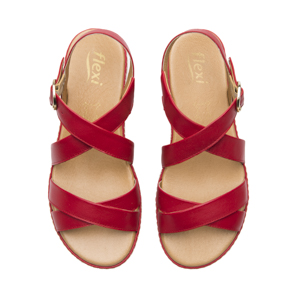 Sandalia Confort Casual Flexi para Mujer 100% Piel Estilo 100227 Carmin