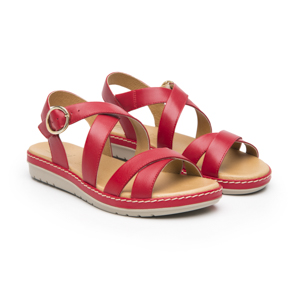 Sandalia Confort Casual Flexi para Mujer 100% Piel Estilo 100227 Carmin