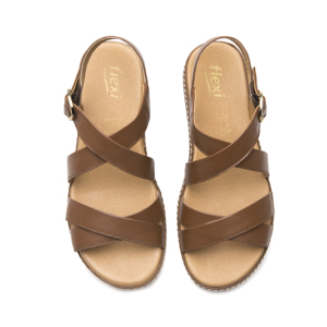 Sandalia Confort Casual Flexi para Mujer 100% Piel Estilo 100227 Tan