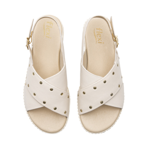 Sandalia Confort Casual Flexi para Mujer 100% Piel Estilo 100233 Crema