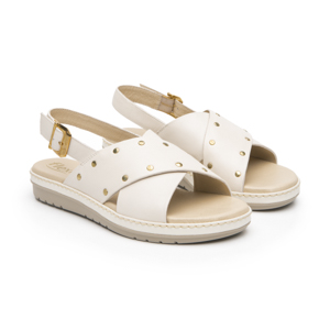 Sandalia Confort Casual Flexi para Mujer 100% Piel Estilo 100233 Crema