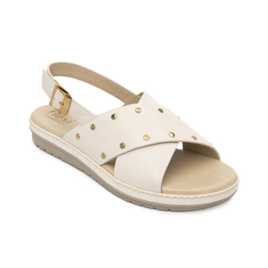 Sandalia Confort Casual Flexi para Mujer 100% Piel Estilo 100233 Crema