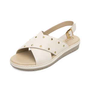 Sandalia Confort Casual Flexi para Mujer 100% Piel Estilo 100233 Crema
