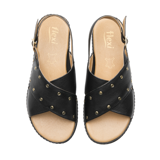 Sandalia Confort Casual Flexi para Mujer 100% Piel Estilo 100233 Negro