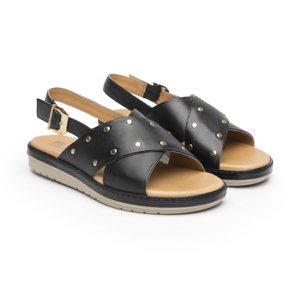 Sandalia Confort Casual Flexi para Mujer 100% Piel Estilo 100233 Negro