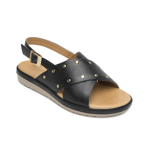 Sandalia Confort Casual Flexi para Mujer 100% Piel Estilo 100233 Negro