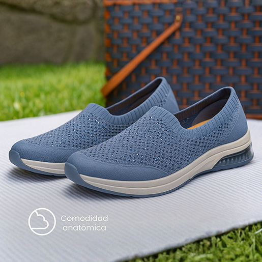 Sneaker Tejido Flexi para Mujer con Suela Extra Ligera Estilo 105111 Negro