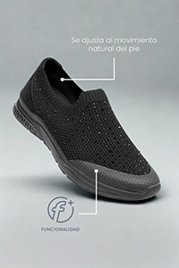 Sneaker Tejido Flexi para Mujer con Suela Extra Ligera Estilo 105111 Negro