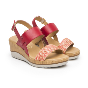 Sandalia De Plataforma Flexi para Mujer Estilo 113325 Carmin