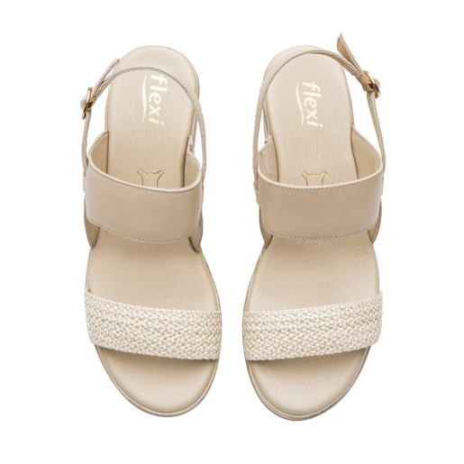 Sandalia De Plataforma Flexi para Mujer Estilo 113325 Crema