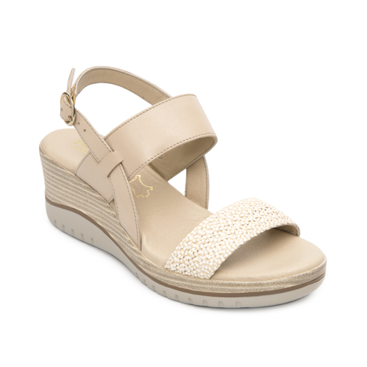 Sandalia De Plataforma Flexi para Mujer Estilo 113325 Crema