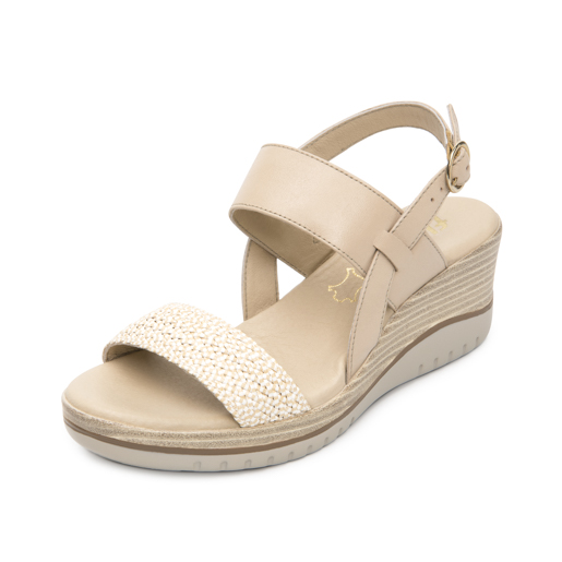 Sandalia De Plataforma Flexi para Mujer Estilo 113325 Crema