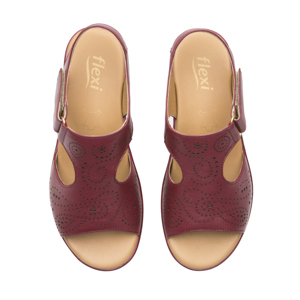 Sandalia Cuña Baja Flexi para Mujer Estilo 116013 Cereza