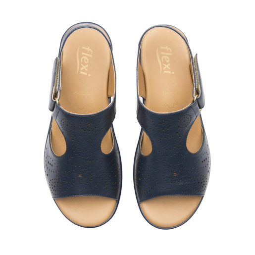 Sandalia Cuña Baja Flexi para Mujer Estilo 116013 Marino