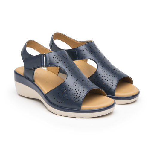 Sandalia Cuña Baja Flexi para Mujer Estilo 116013 Marino