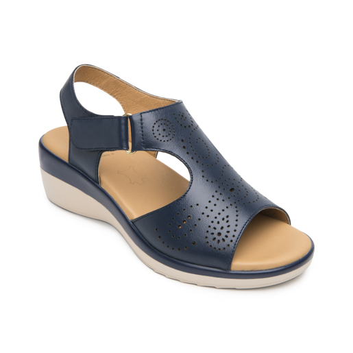 Sandalia Cuña Baja Flexi para Mujer Estilo 116013 Marino