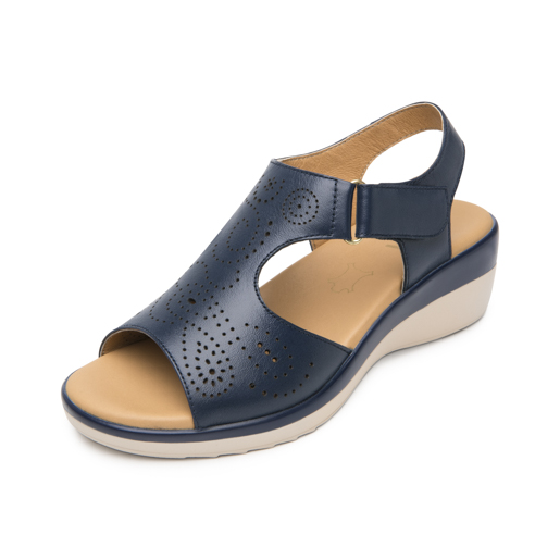 Sandalia Cuña Baja Flexi para Mujer Estilo 116013 Marino