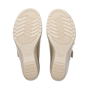Sandalia Cuña Baja Flexi para Mujer Estilo 116022 Oro
