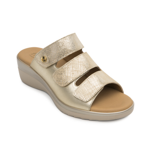 Sandalia Cuña Baja Flexi para Mujer Estilo 116022 Oro