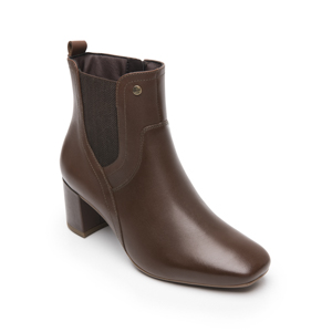 Botín Tacón Bajo Flexi para Mujer con Cierre Interno Estilo 119709 Dark Tan
