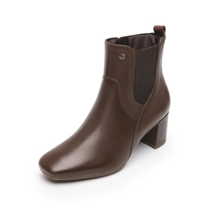 Botín Tacón Bajo Flexi para Mujer con Cierre Interno Estilo 119709 Dark Tan