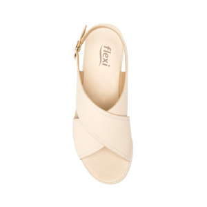 Sandalia De Tacón Flexi para Mujer con Plantilla Doble Densidad Estilo 122701 Hueso