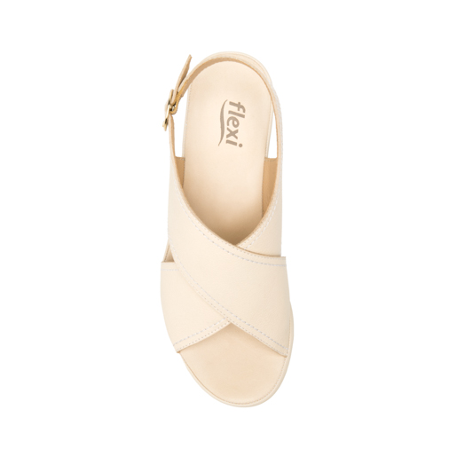 Sandalia De Tacón Flexi para Mujer con Plantilla Doble Densidad Estilo 122701 Hueso