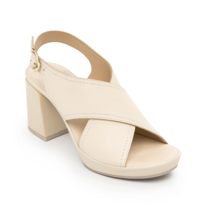 Sandalia De Tacón Flexi para Mujer con Plantilla Doble Densidad Estilo 122701 Hueso