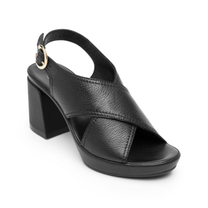 Sandalia De Tacón Flexi para Mujer con Plantilla Doble Densidad Estilo 122701 Negro