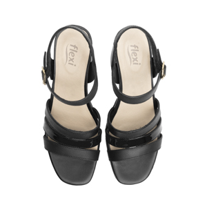 Sandalia De Tacón Flexi para Mujer con Comfort Walk Estilo 123007 Negro