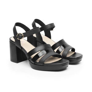 Sandalia De Tacón Flexi para Mujer con Comfort Walk Estilo 123007 Negro