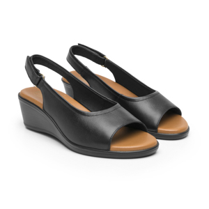 Sandalia Cuña Baja Flexi para Mujer Estilo 123717 Negro