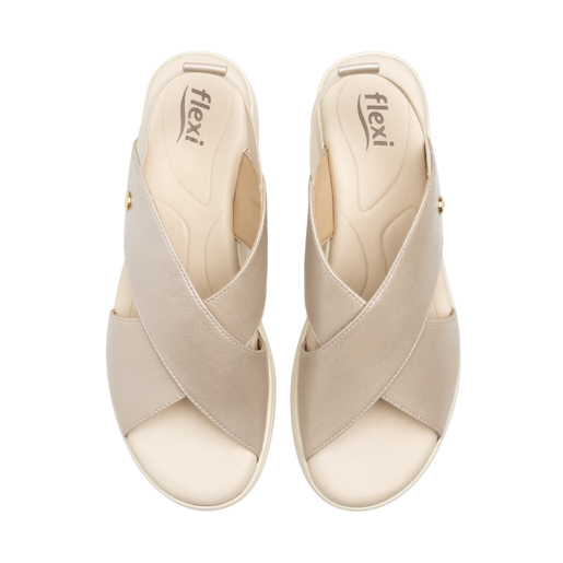 Sandalia Corte Cruzado Flexi para Mujer con Plantilla Acojinada Estilo 124201 Perla