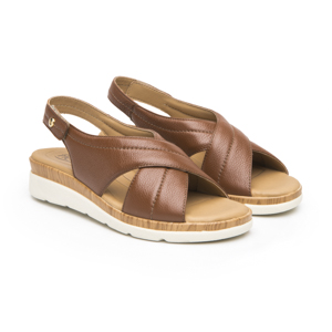 Sandalia Cuña Confort Flexi para Mujer Estilo 124212 Tan