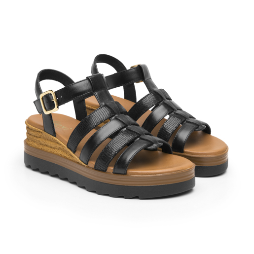 Sandalia De Plataforma Flexi para Mujer Estilo 127707 Negro
