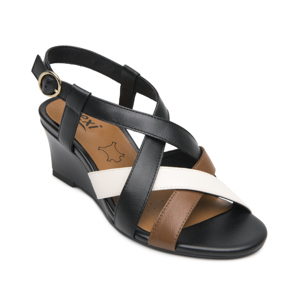 Sandalia Cuña Alta Flexi para Mujer Estilo 128309 Negro Multicolor