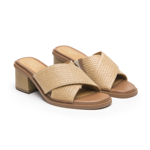 Sandalia Tacón Medio Flexi para Mujer Estilo 128406 Camel
