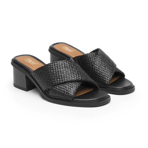 Sandalia Tacón Medio Flexi para Mujer Estilo 128406 Negro