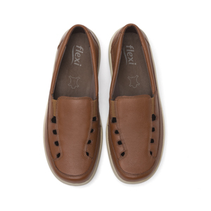 Mocasín Casual Flexi para Mujer con Suela Flexible Estilo 128701 Tan