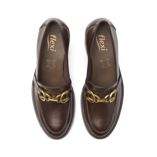 Mocasín Tacón Alto Flexi para Mujer Estilo 130301 Café