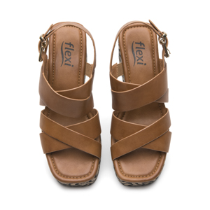 Sandalia De Plataforma Exclusivo Flexi para Mujer Estilo 131203 Tan
