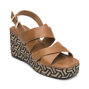 Sandalia De Plataforma Exclusivo Flexi para Mujer Estilo 131203 Tan