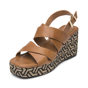 Sandalia De Plataforma Exclusivo Flexi para Mujer Estilo 131203 Tan