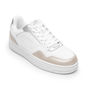 Sneaker Casual Flexi para Mujer Estilo 131601 Blanco-Plata-Oro Rosa