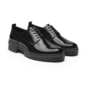 Derby Casual Charol Flexi para Mujer Estilo 131901 Negro