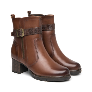 Botín Tacón Medio Exclusivo Flexi para Mujer Estilo 132501 Cognac