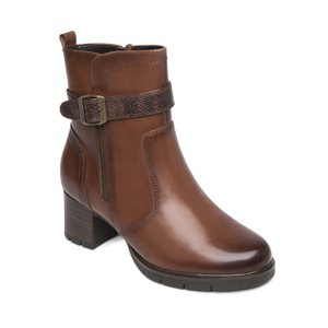 Botín Tacón Medio Exclusivo Flexi para Mujer Estilo 132501 Cognac