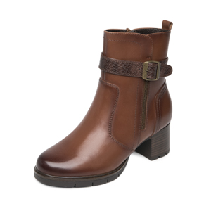 Botín Tacón Medio Exclusivo Flexi para Mujer Estilo 132501 Cognac